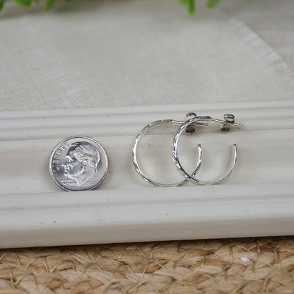 Braided Twist Hoop Earrings - Sterling Silver