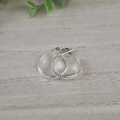 Twist Flat Hoop Earrings - Sterling Silver