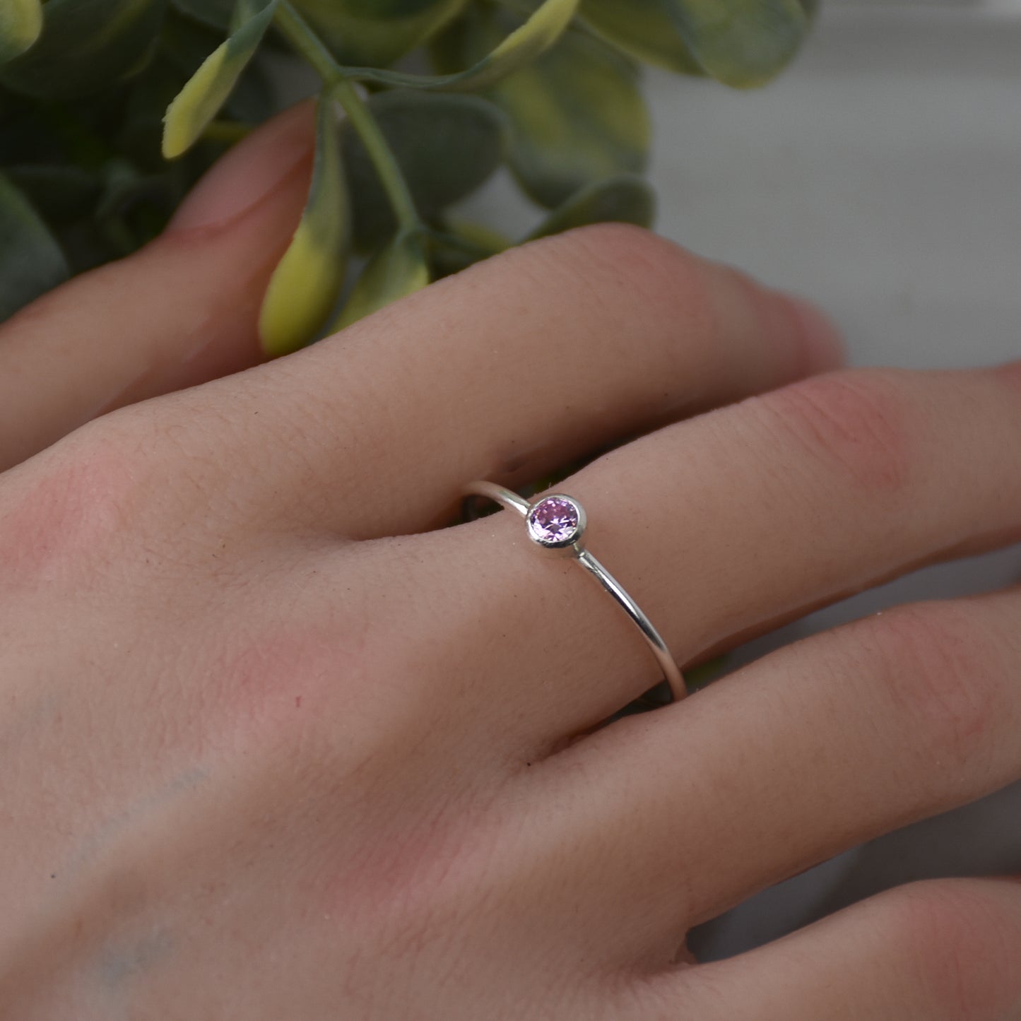 October Birthstone Ring - Pink Tourmaline Gemstone - Sterling Silver Bezel