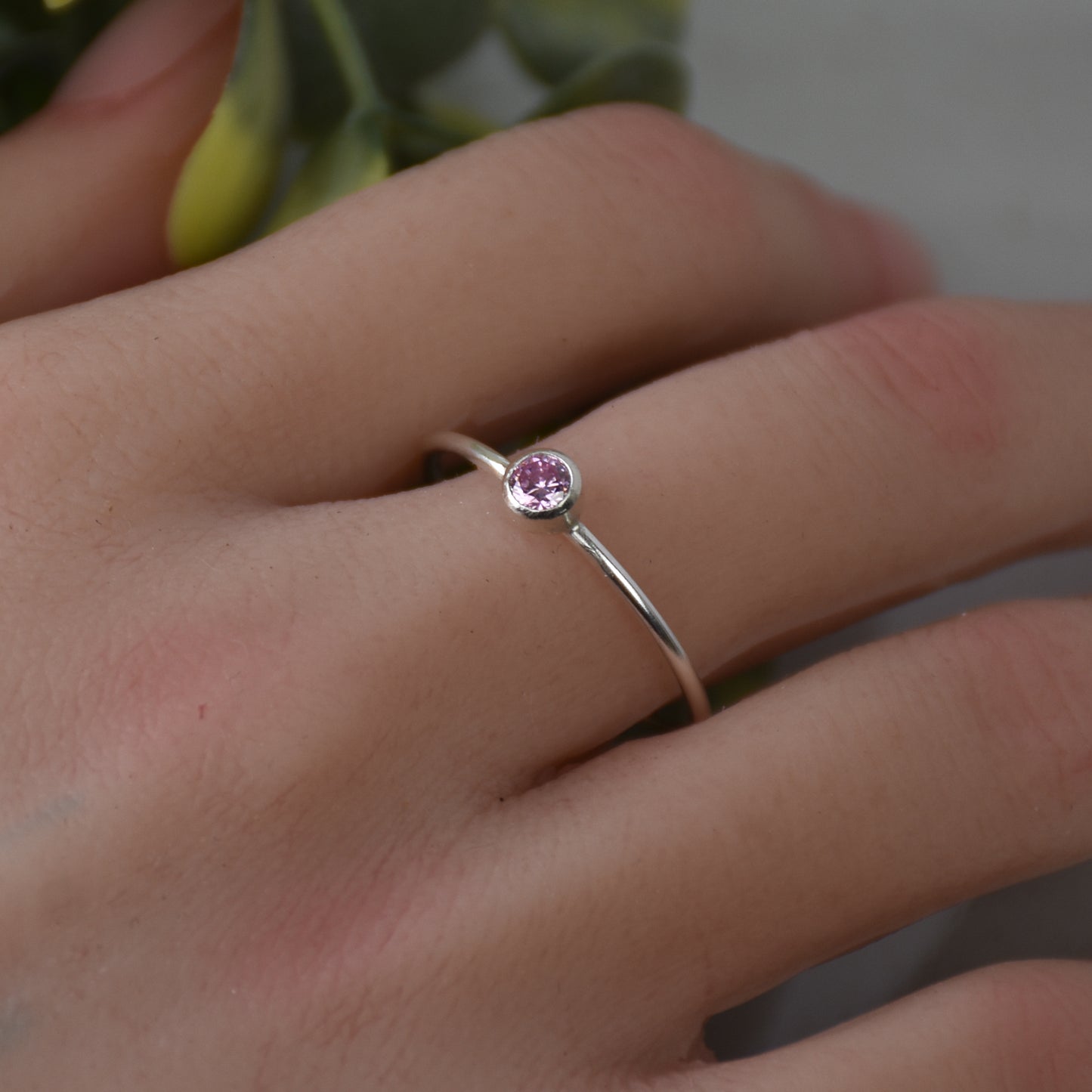 October Birthstone Ring - Pink Tourmaline Gemstone - Sterling Silver Bezel