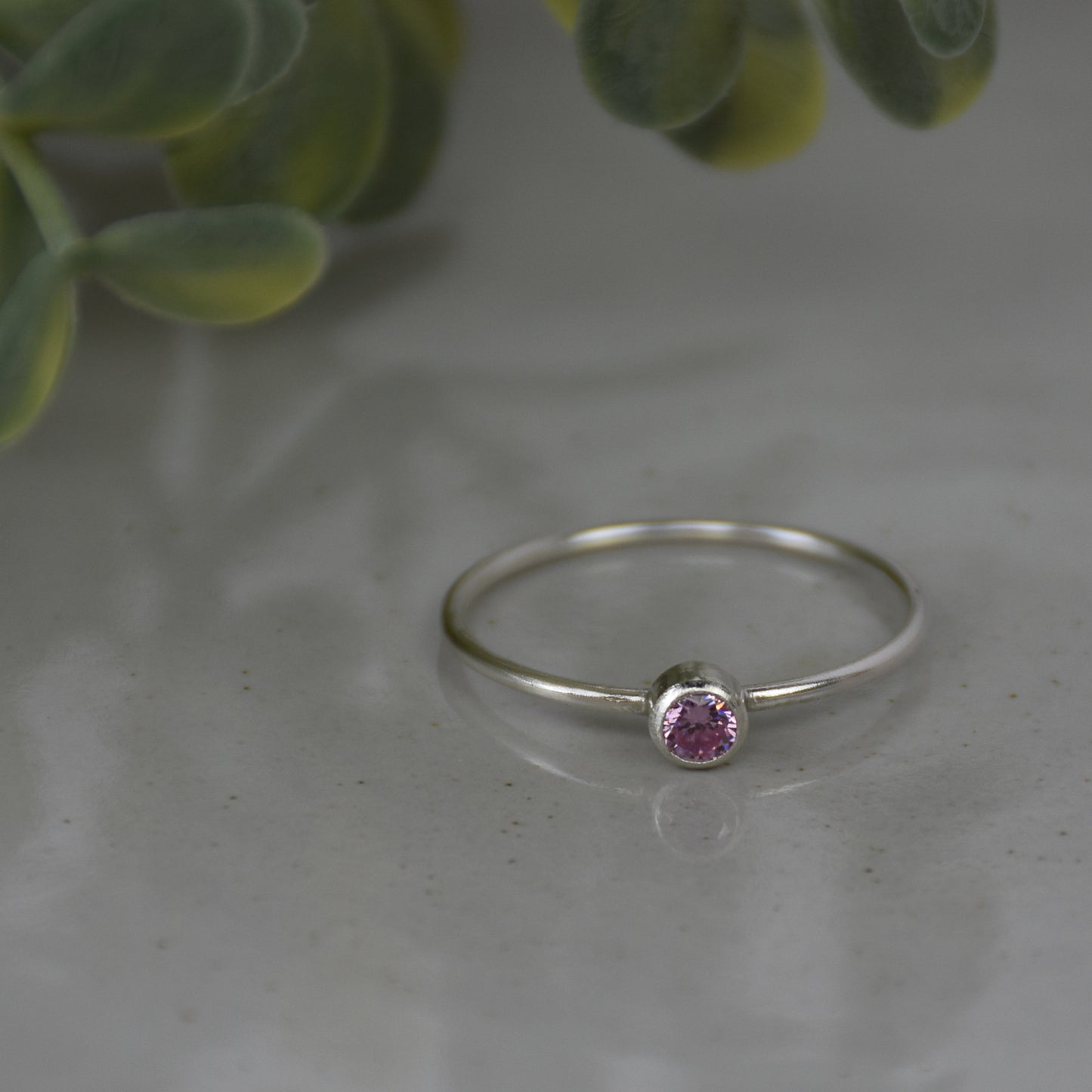 October Birthstone Ring - Pink Tourmaline Gemstone - Sterling Silver Bezel