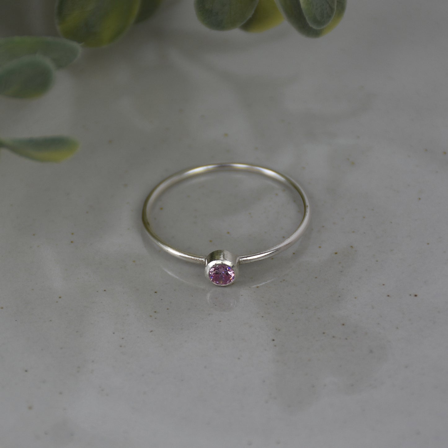 October Birthstone Ring - Pink Tourmaline Gemstone - Sterling Silver Bezel