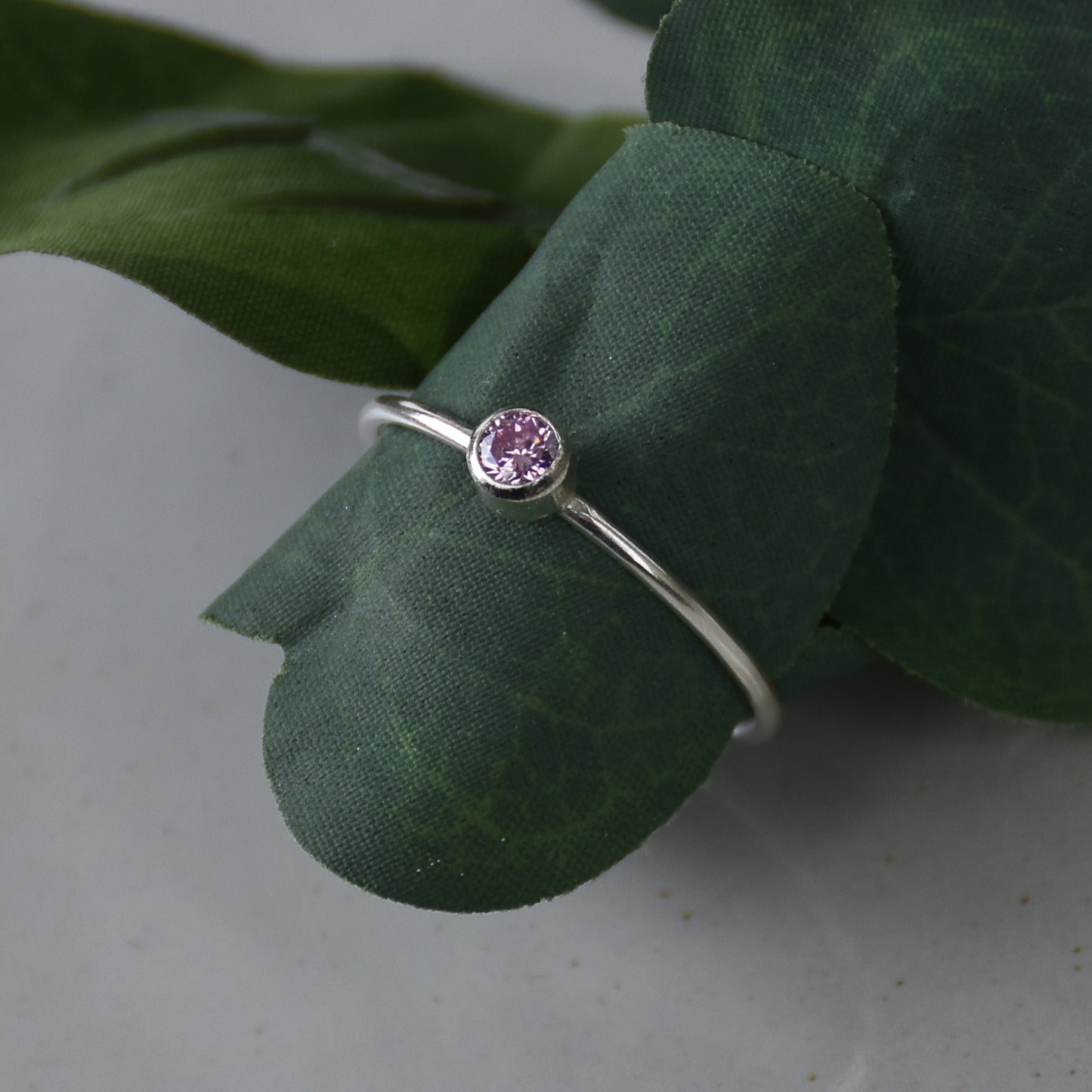 October Birthstone Ring - Pink Tourmaline Gemstone - Sterling Silver Bezel