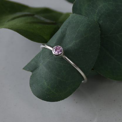 October Birthstone Ring - Pink Tourmaline Gemstone - Sterling Silver Bezel