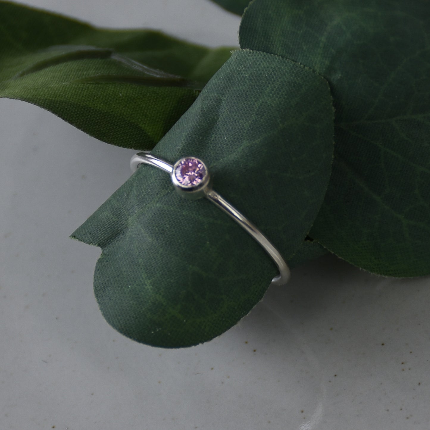 October Birthstone Ring - Pink Tourmaline Gemstone - Sterling Silver Bezel