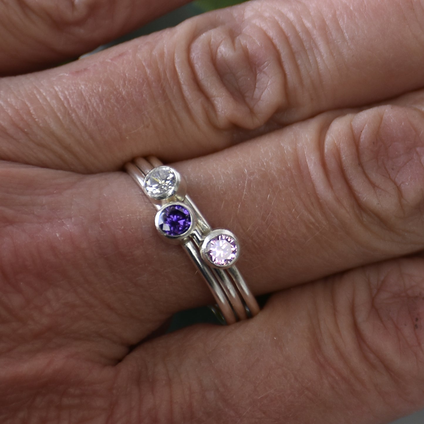 February Birthstone Ring - Amethyst Gemstone - Sterling Silver Bezel