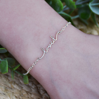 Laser Cut Name Or Word Link - Sterling Silver Charm
