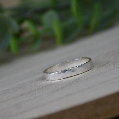 Hammered Sterling Silver Ring - Custom Sized, Personalization Option