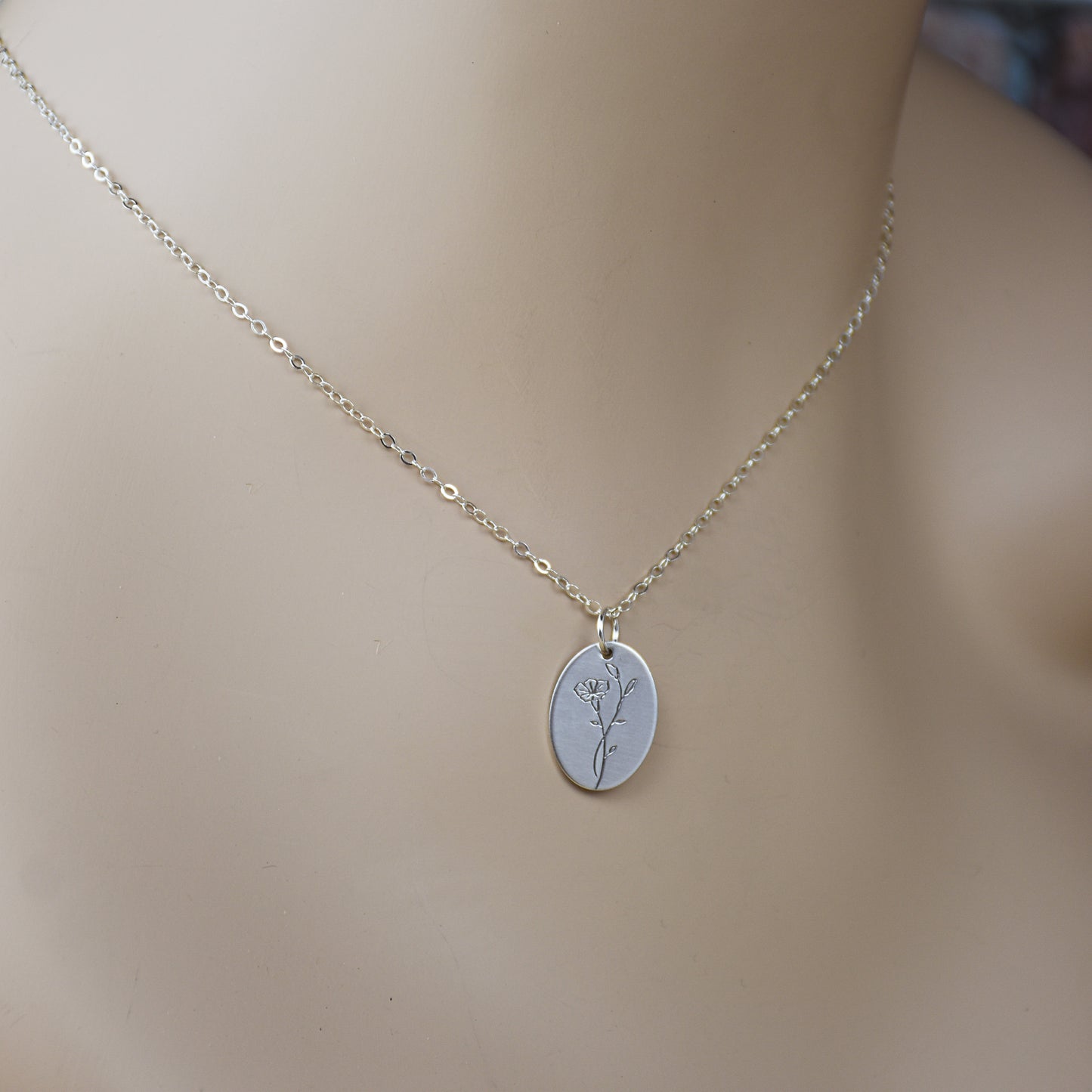 Morning Glory Flower Sterling Silver Necklace - September Birth Month