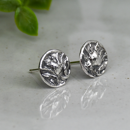 Thistle Flower Stud Earrings - Sterling Silver