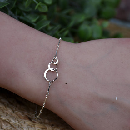 Eternity 3 Circle Link Bracelet - Sterling Silver