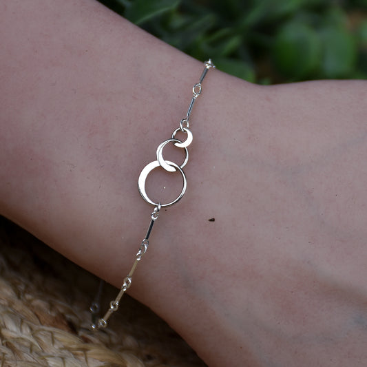 Eternity 3 Circle Link Bracelet - Sterling Silver